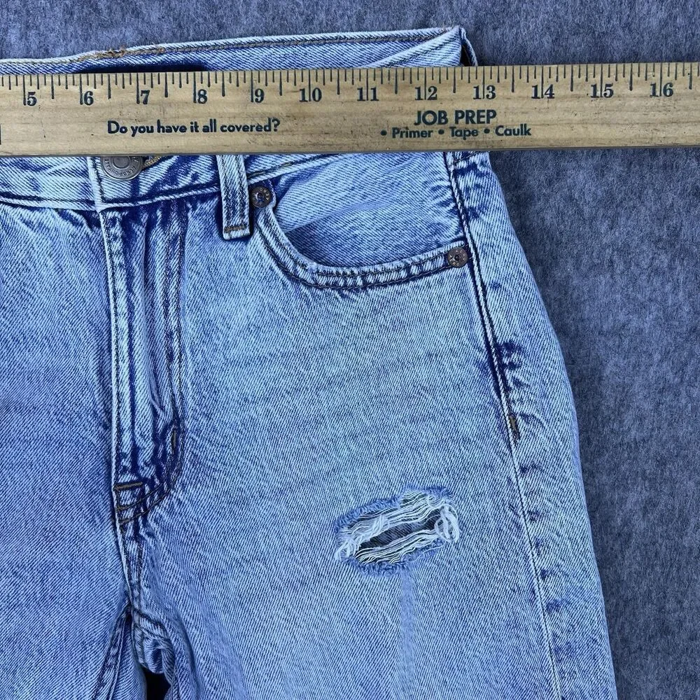 Aeropostale Women's High Rise Baggy Jeans Light Wash Denim Distressed Size 0 R